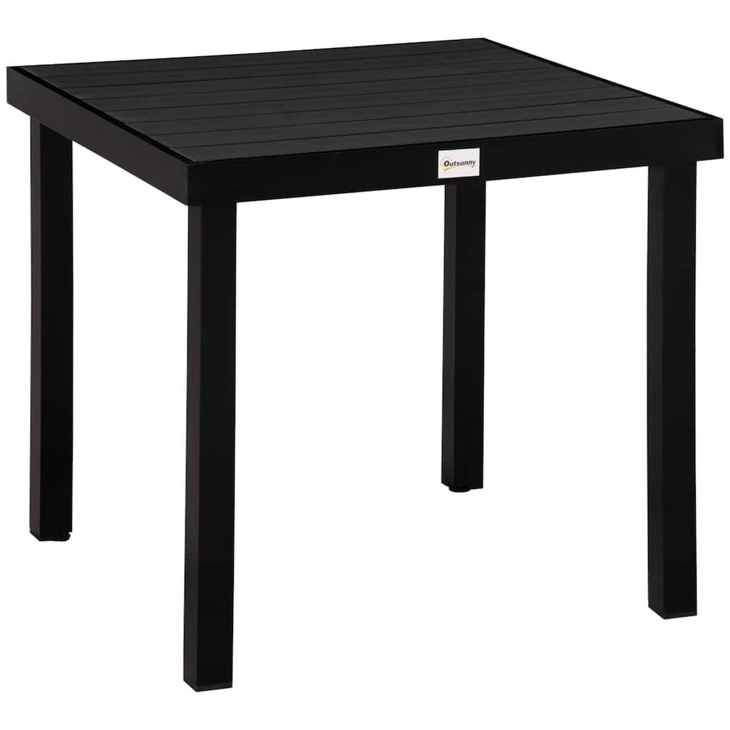 Outdoor Dining Table for 4 Person, Square, Aluminum Metal Legs for Garden, Lawn, Patio, Woodgrain Black