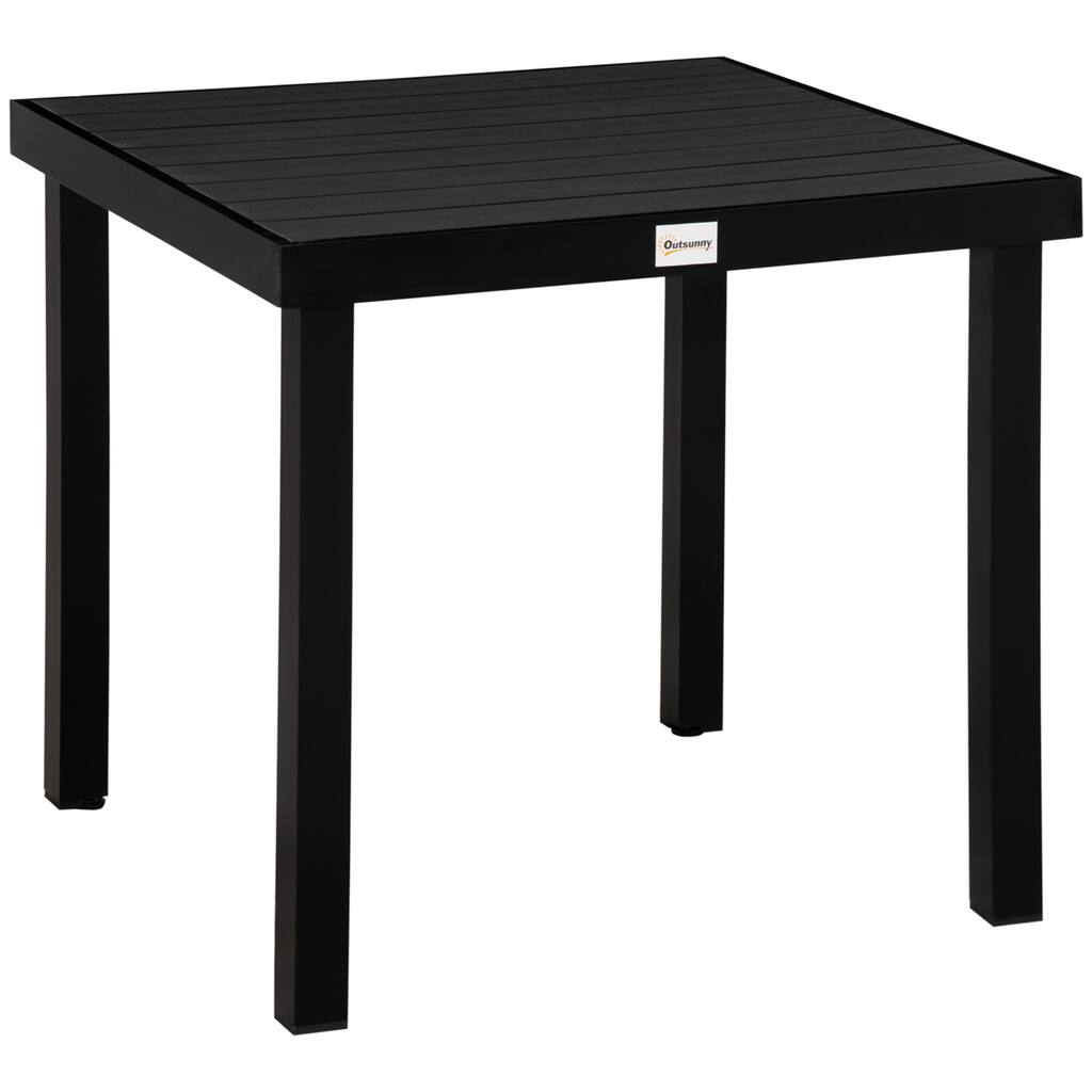 Outdoor Dining table for 4 Person, Square, Aluminum Metal Legs for Garden, Lawn, Patio, Woodgrain Black