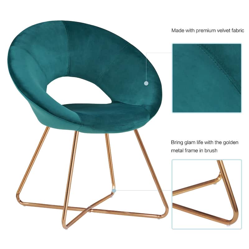Modern Velvet Upholstered Accent Chair Vanity Leisure Chair