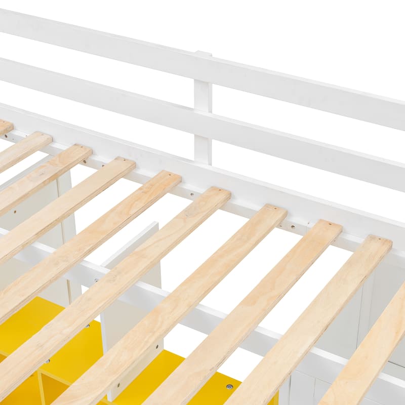 Full Size Wood Loft Bed with Wardrobe