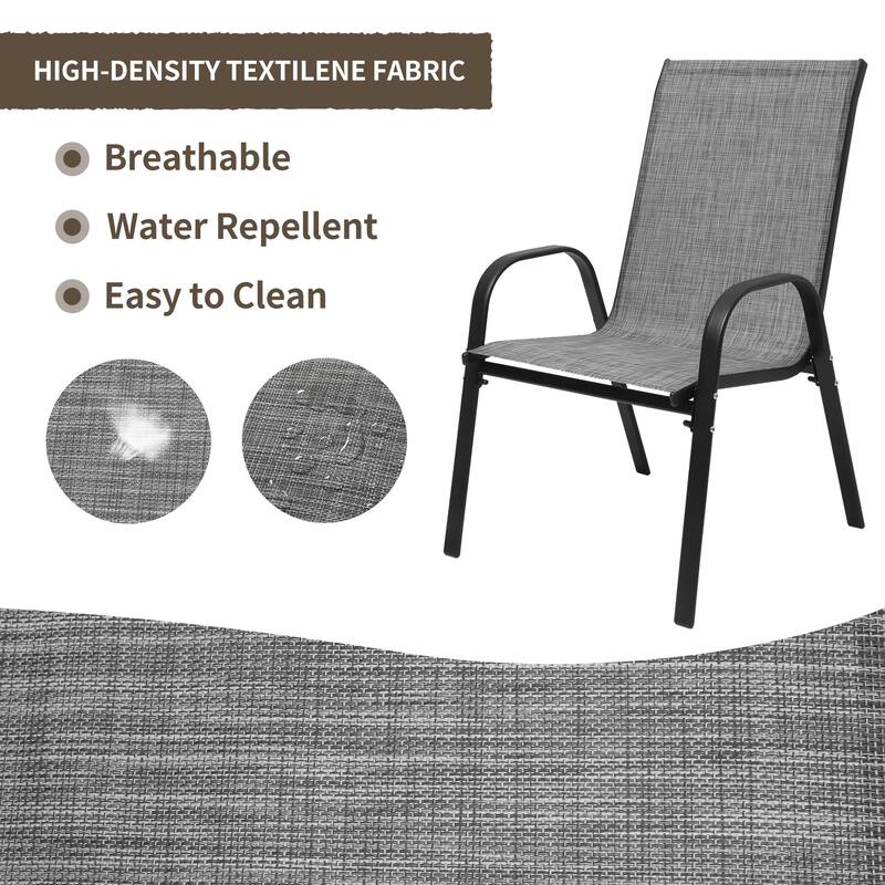 7/11 Pieces Patio Dining Set with Aluminum Rectangle Extendable Dining Table & 6/10 Textilene Dining Chairs