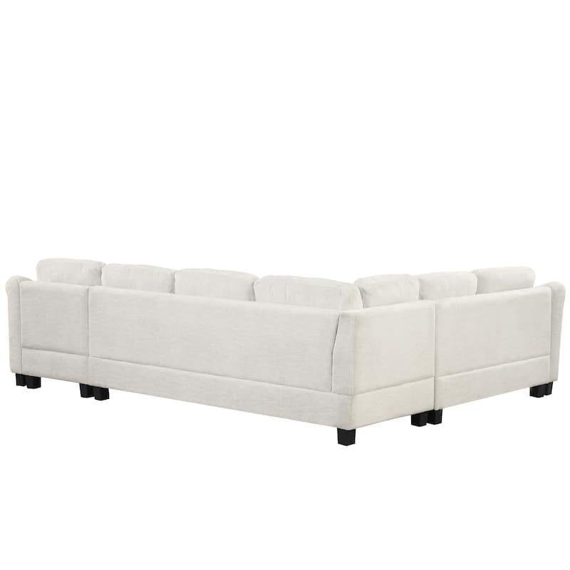 Sectional Sofa 111.8" U-shaped Sofa, Chenille Upholstered Sofa Couch with Movable Storage Ottoman for Living Room