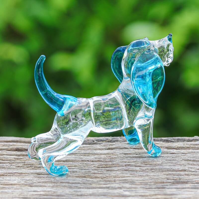 Novica Handmade Peace Cocker Spaniel Handblown Glass Figurine