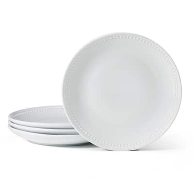 Everyday White Set of 4 Beaded Coupe Dinner Plates, 10.5 Inch