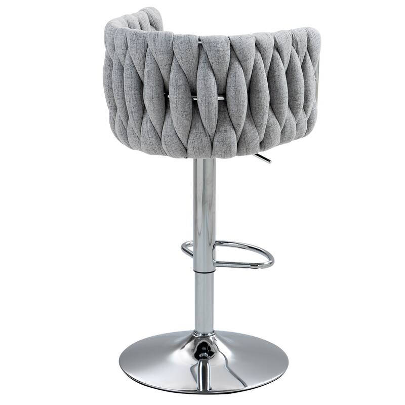 Ostweer Furniture 360° Fabric Cover Swivel Bar Stools Yellow - Set of 2
