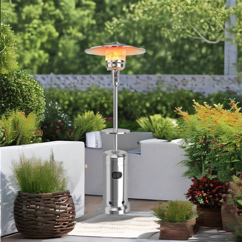 Outdoor Standing Heater with Table and Wheels