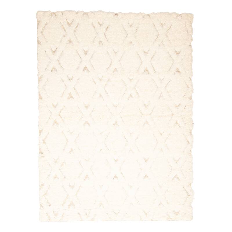 ECARPETGALLERY Hand-knotted Tangier Cream Wool Rug - 5'8 x 7'8