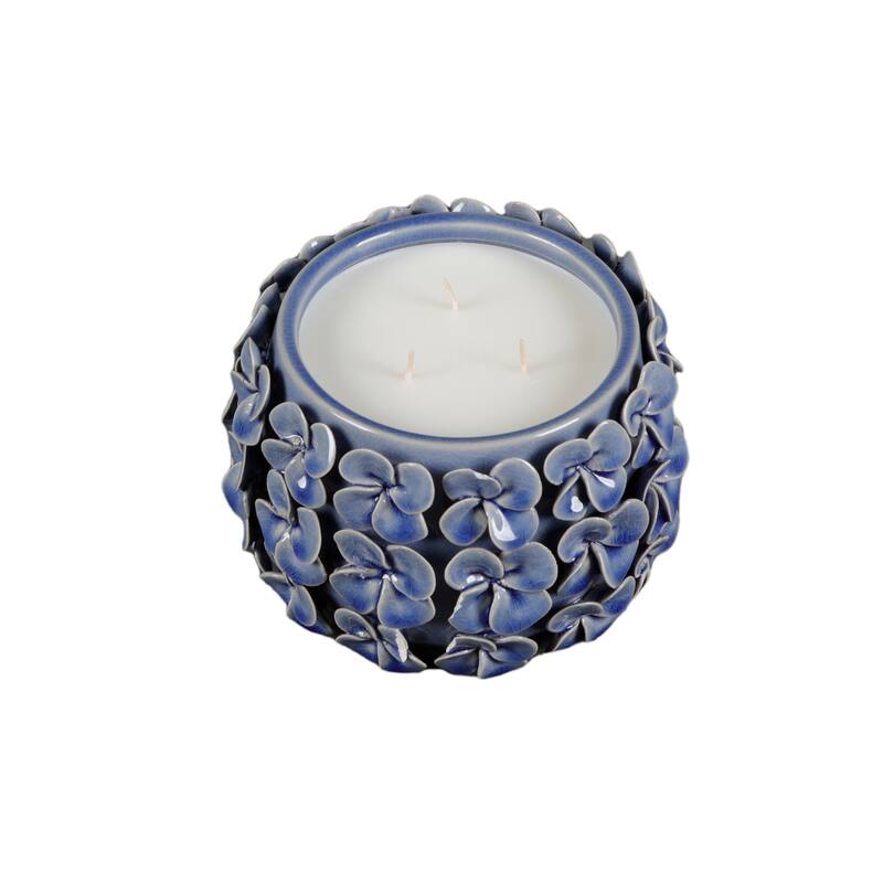 6.88in 3D Ceramic Floral Candle - Ocean Air 27 oz