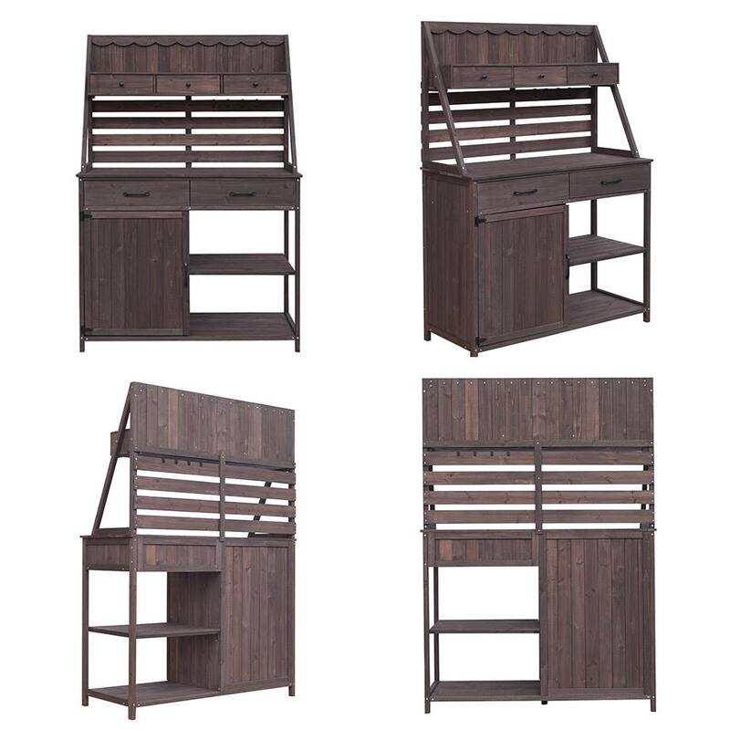 Outdoor Durable Fir Wood Potting Bench, Weather-Resistant, Ergonomic Design - N/A