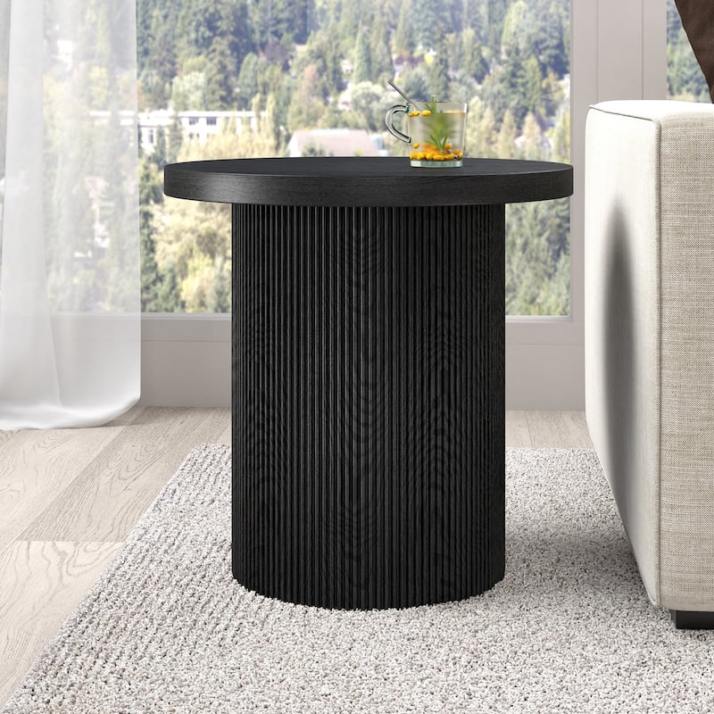 Isa 22" Wide Round Fluted Side Table - 22" Wide