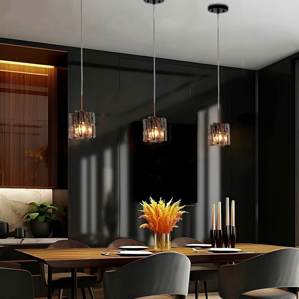 Kasy Modern 1-Light Textured Glass Pendant Art Deco Kitchen Island Light