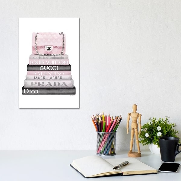 Black Bag Bookstack and Book Stack Pink Rose by Amanda Greenwood Set of Canvas Art Print