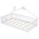 preview thumbnail 11 of 10, White Twin Size Pine Wood House-Shaped Bedside Floor Bed
