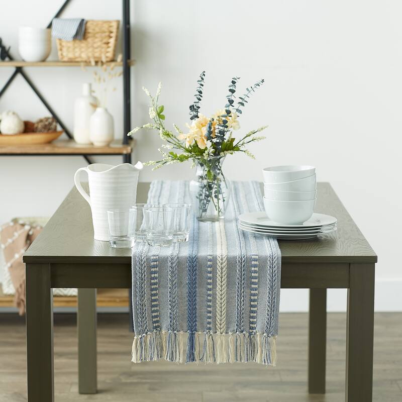 DII Black Braided Stripe Table Runner