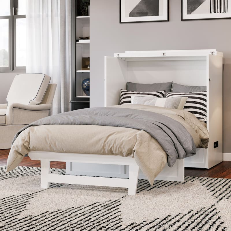 AFI Northfield Murphy Bed Chest with 6" Mattress, Storage Drawer & Built-In Charger
