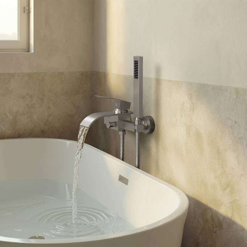 GRANDJOY Wall-mount Waterfall Bathtub Faucet with Handheld Shower