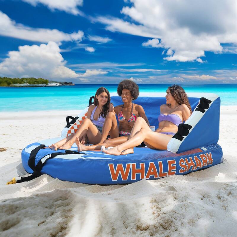VEIKOUS Inflatable Towable Tube for Boating, Heavy-Duty 510 lbs Capacity, Premium Nylon Cover - 66.9''×66.9''×30.3'' - Blue