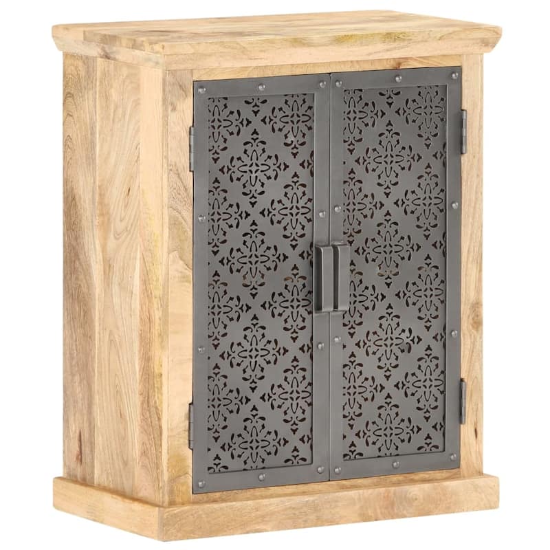 vidaXL Sideboard with Steel Doors 23.6"x13.8"x29.5" Solid Mango Wood