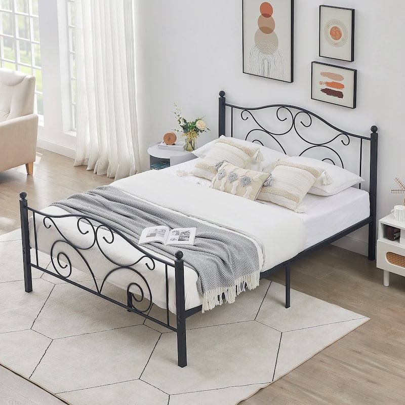 Taomika 3-Pieces Bedroom Sets with Black Bed Frame 2-Pack Stackable Brown Gray Nightstands