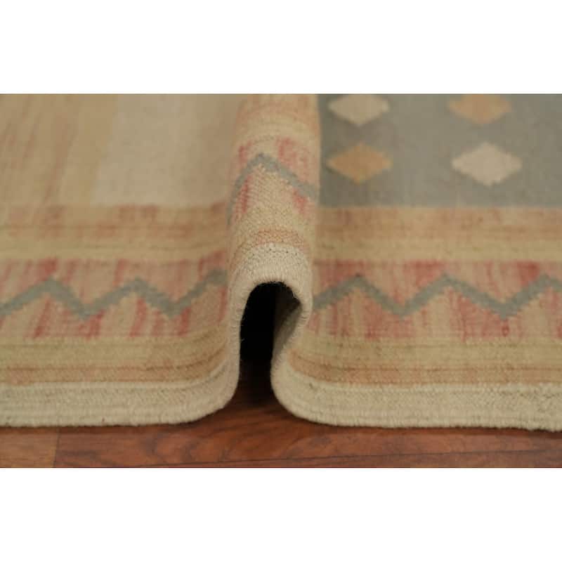 Hand Woven Oriental 100% Wool Carpet Southwestern Tribal Multi-Colored Kilim Runner Rug - 7' 10'' X 2' 1''