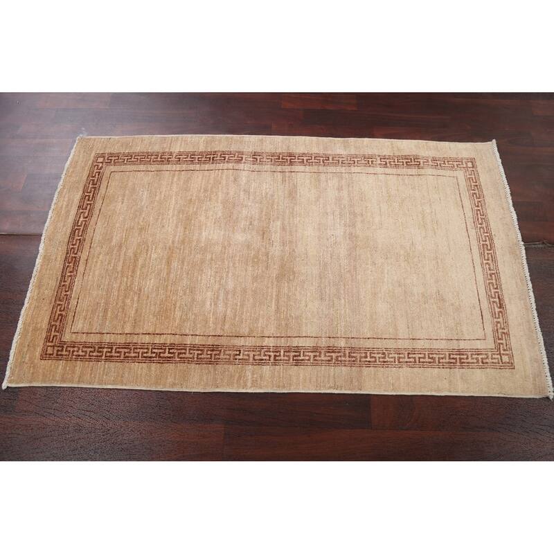 Geometric Bordered Oriental Gabbeh Kashkoli Area Rug Wool Hand-knotted - 3'2" x 5'3"