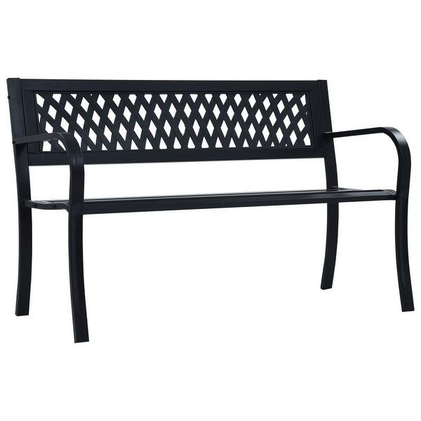 slide 2 of 6, vidaXL Patio Bench 49.2" Black Steel