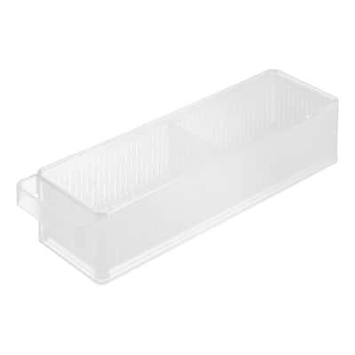 Yamazaki Home Refrigerator Colander with Lid and Divider, Plastic, Lid - L 4.33 x W 14.76 x H 3.35 inches