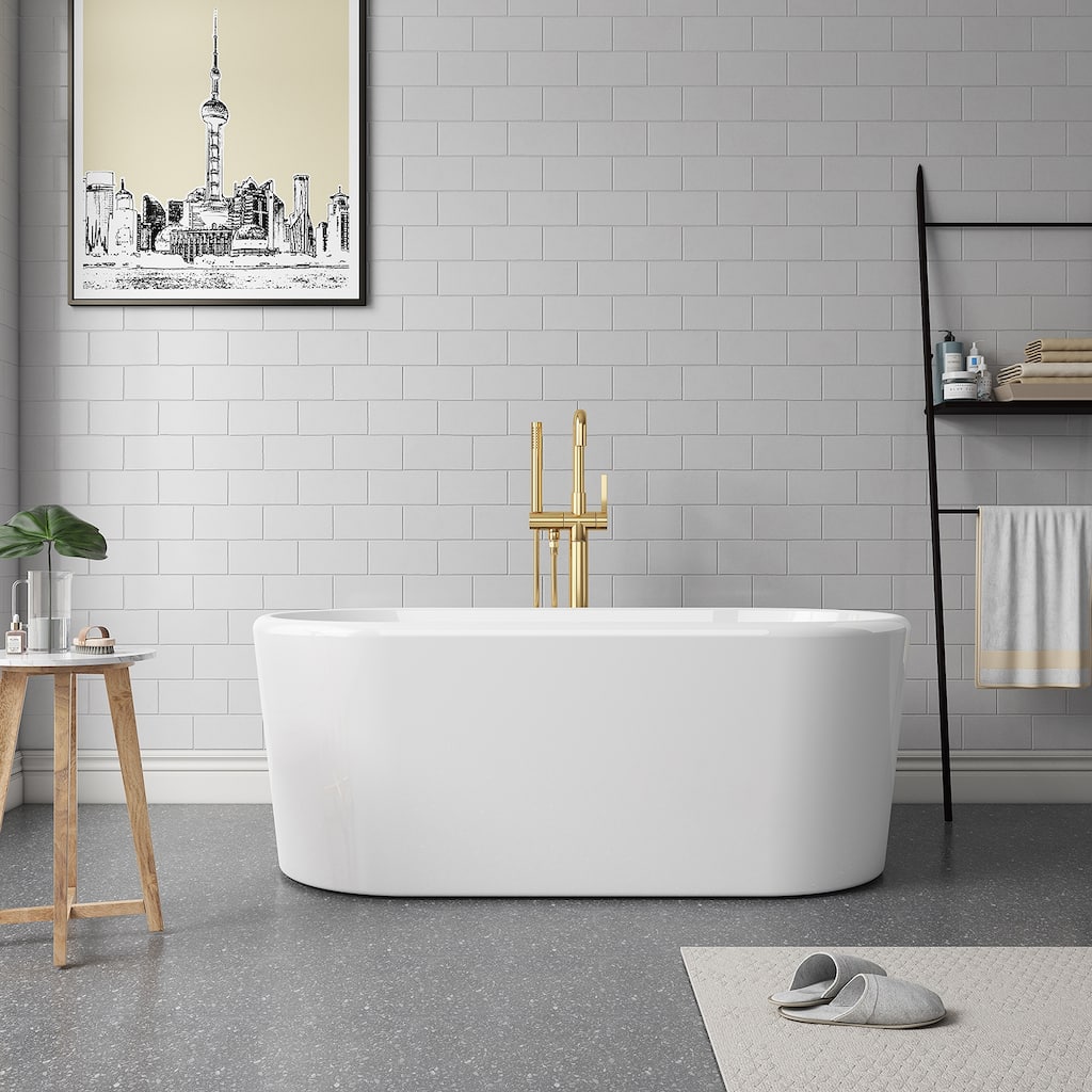 Caserta White Acrylic 59 in. Freestanding Soaking Bathtub - 59 inches - 59 inches