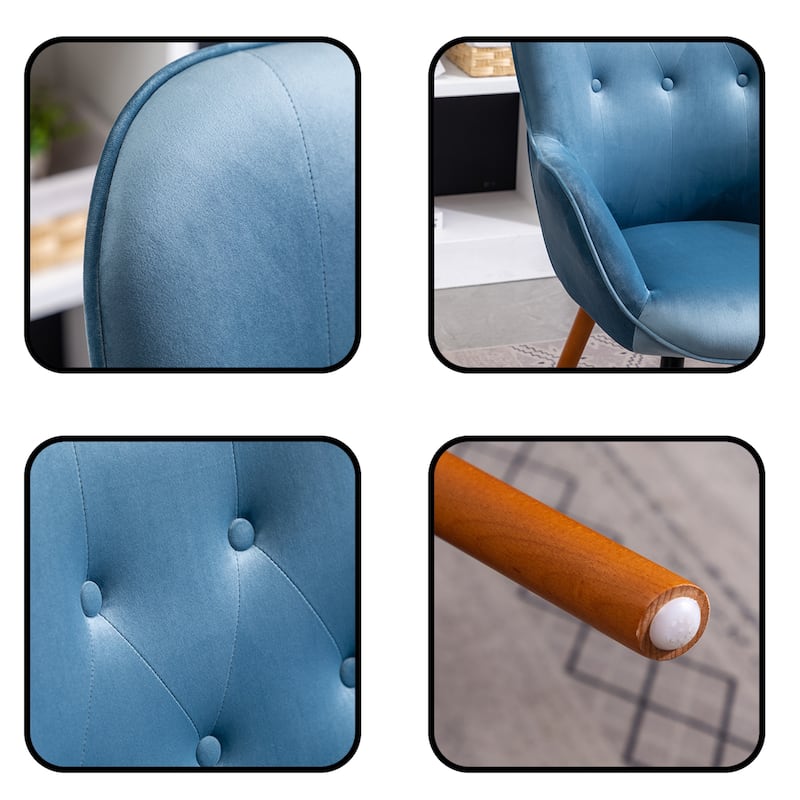 Contemporary Silky Velvet Tufted Button Back Accent Chair