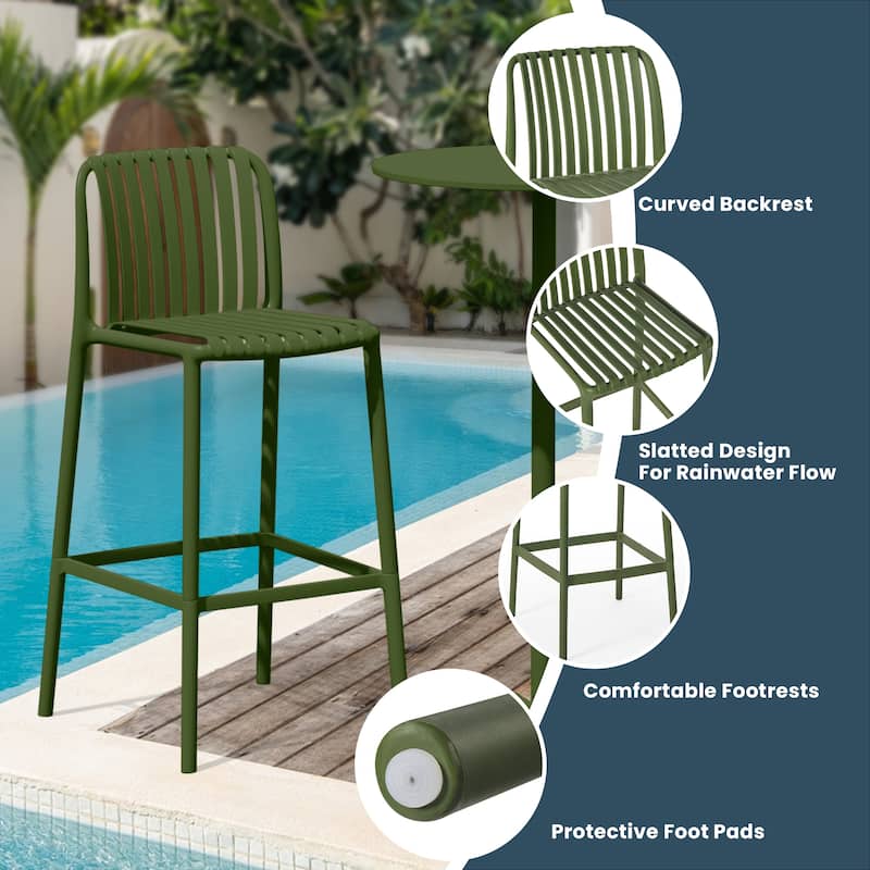 Frond and Form 29.5 Inch Outdoor Bar Stool (Set of 2)