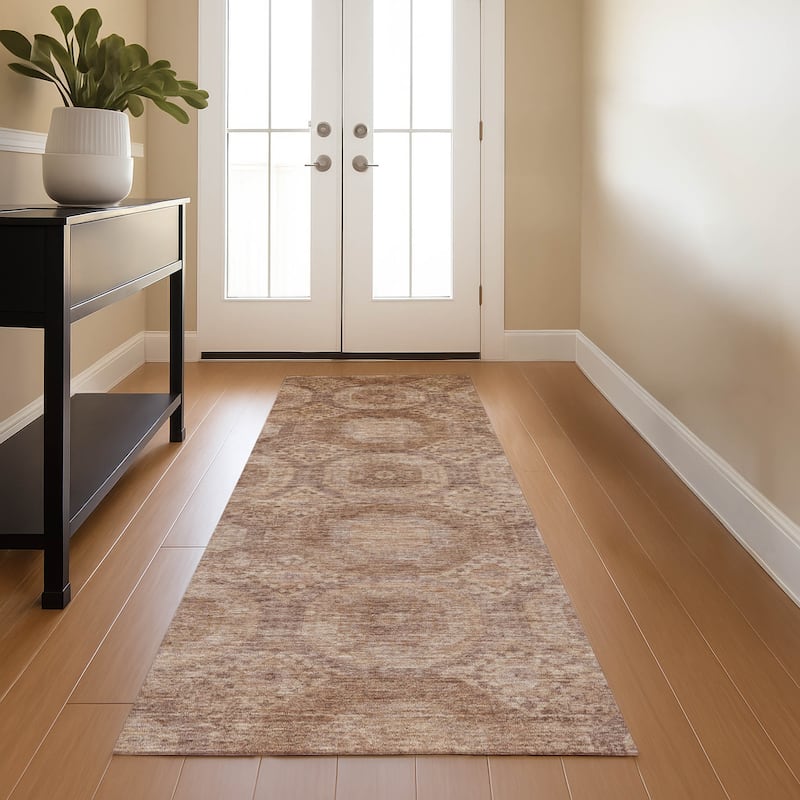 Premium Washable Super Soft Vintage Traditional Mayfield Rug - Copper - 2'3" x 7'6"