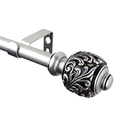 Decorative Curtain Rod 84-120 Inch Satin Nickel Antique Style - Steel Rod & Resin Finials - 120