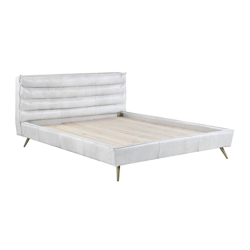 Divina Platform Bed with Tufted Headboard - King - Vintage White