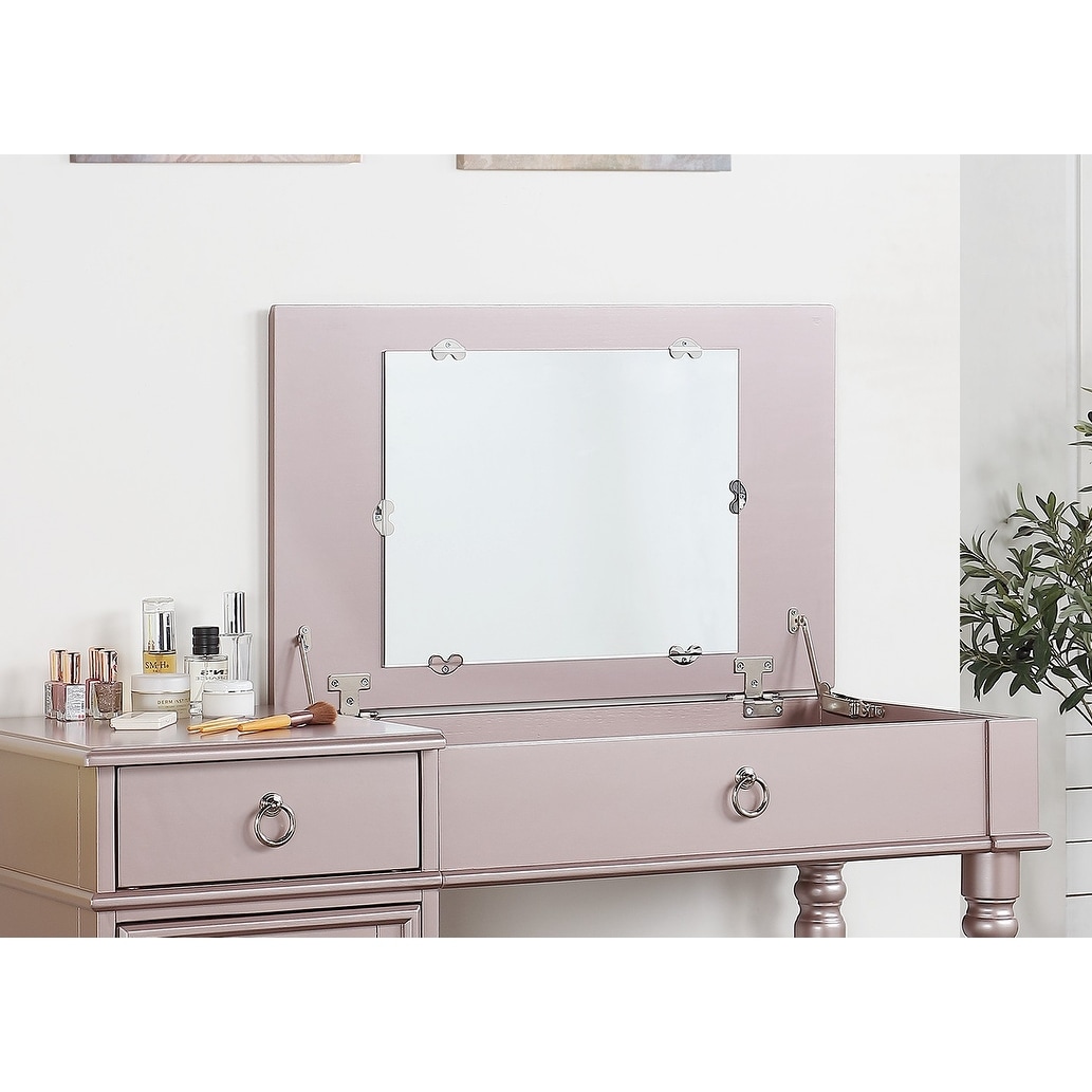 rose gold mirrored dresser Modern Rose Gold Oak Bedroom Dresser Set Open Up Mirror Storage - Bed Bath & Beyond