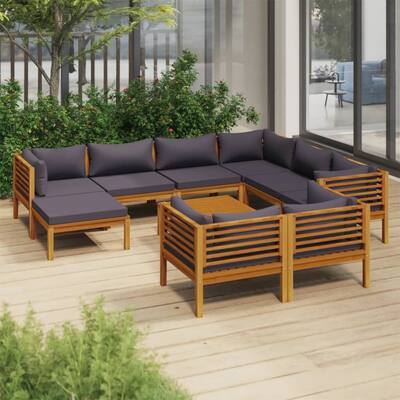 10 Piece Patio Lounge Set with Cushion Solid Acacia Wood
