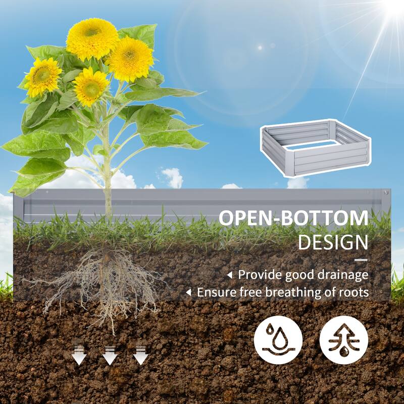 Weather-Resistant Raised Flower Beds Metal Raised Rectangular Flower Beds with Open Bottom for Growing Vegetables Flowers