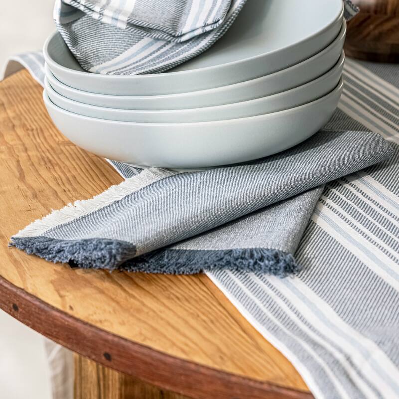 over&back Woven Frayed Chambray Cotton Cloth Napkins - Machine Washable - Set of 4