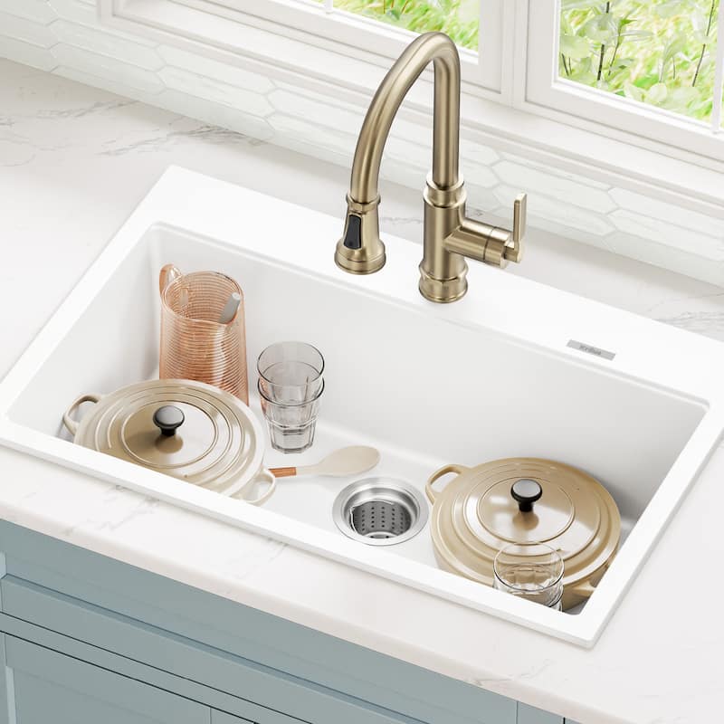 KRAUS Granite 31 inch 1-Bowl Undermount Drop-in Kitchen Sink