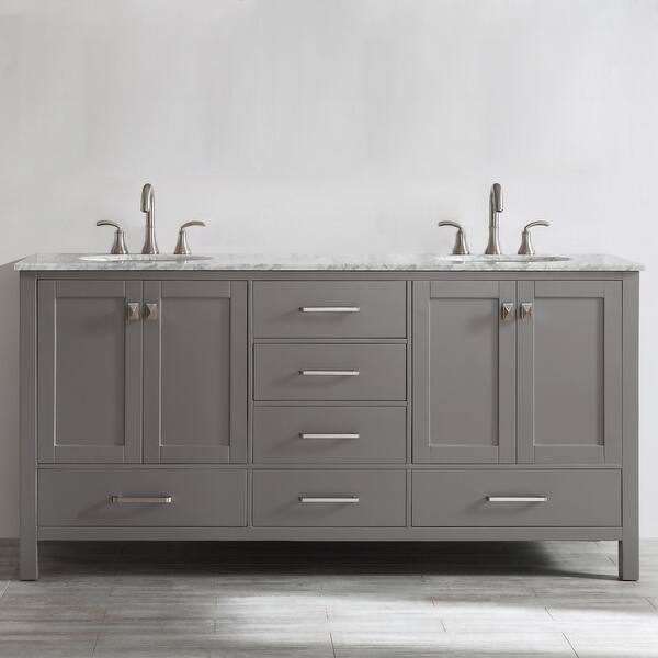 Shop Gela 72 Inch Grey Double Vanity With Carrera White Marble Top On Sale Overstock 10601778