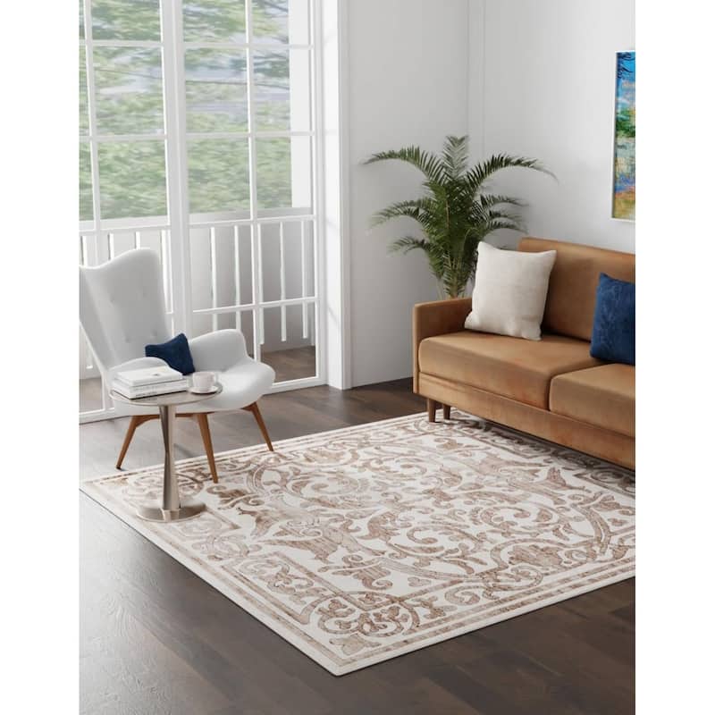 Traditional Wralvale Collection Area Rug - Chocolate Brown - 3'3" Square