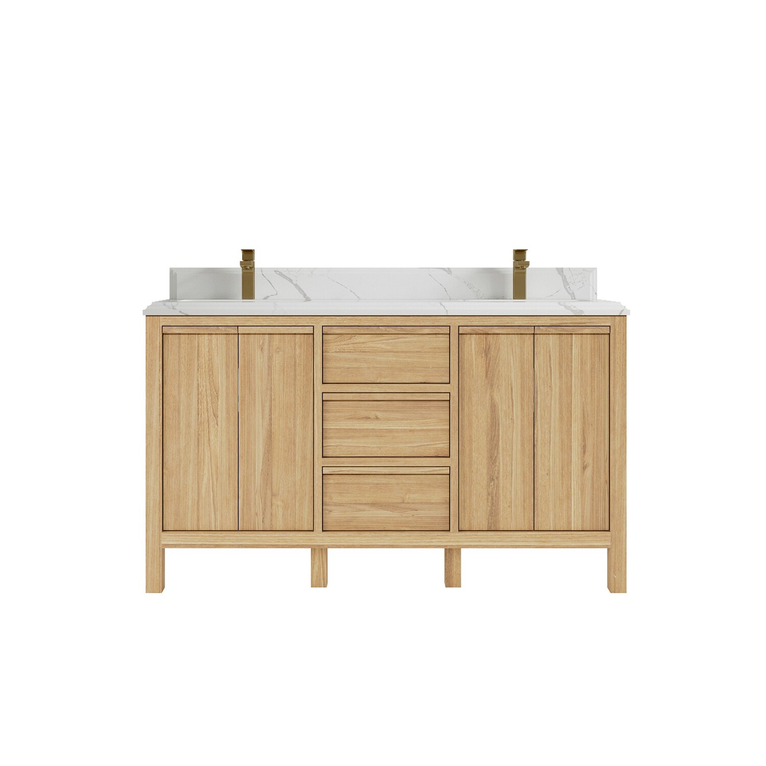 Willow Collections 60 in. W x 22 in. D Elizabeth Solid Teak Wood Double Sink Bathroom Vanity with Countertop