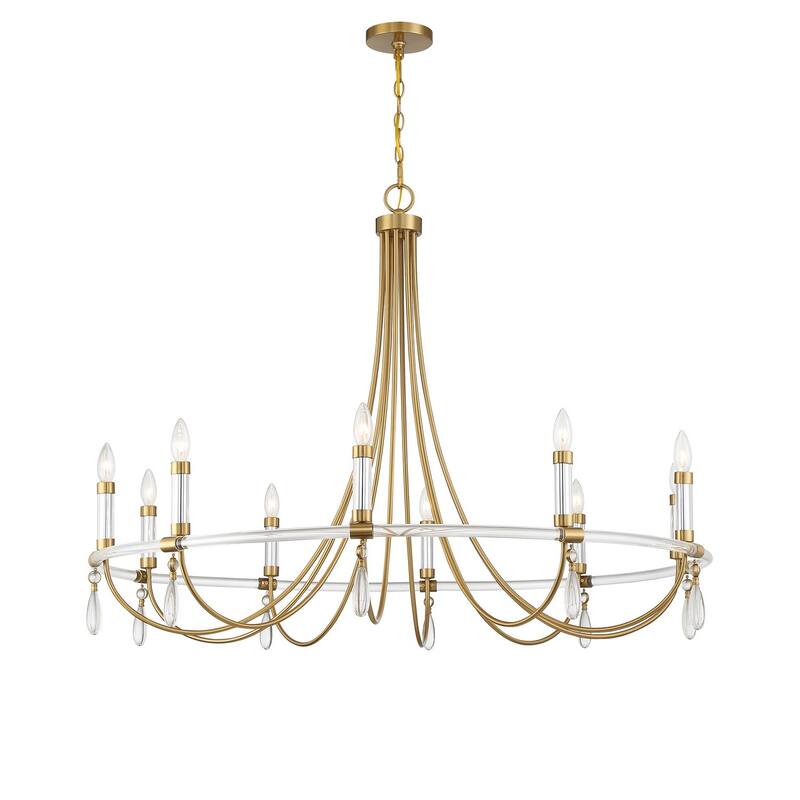 Mayfair 10-Light Chandelier in Warm Brass and Chrome