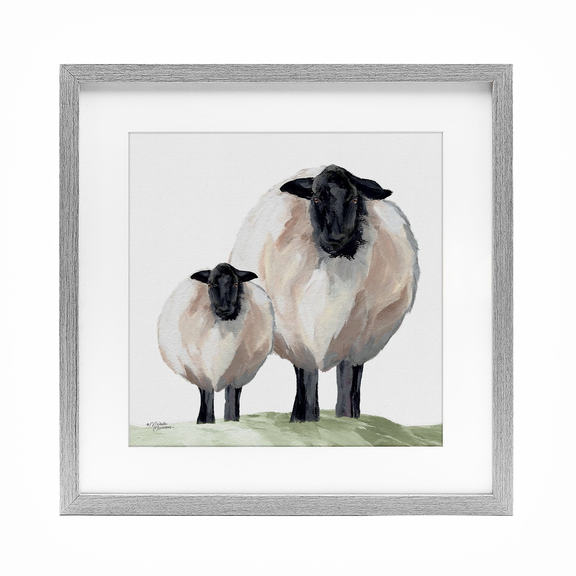 Stupell Sheep And Lamb Portrait Under Glass Framed Design By Michele Norman