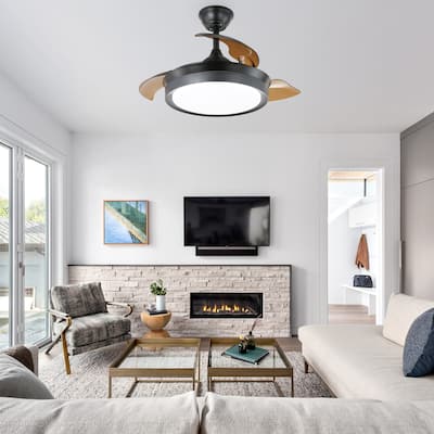 Oaks Aura 42in. Modern Invisible Blades Ceiling Fan, LED Light, Remote Control Included