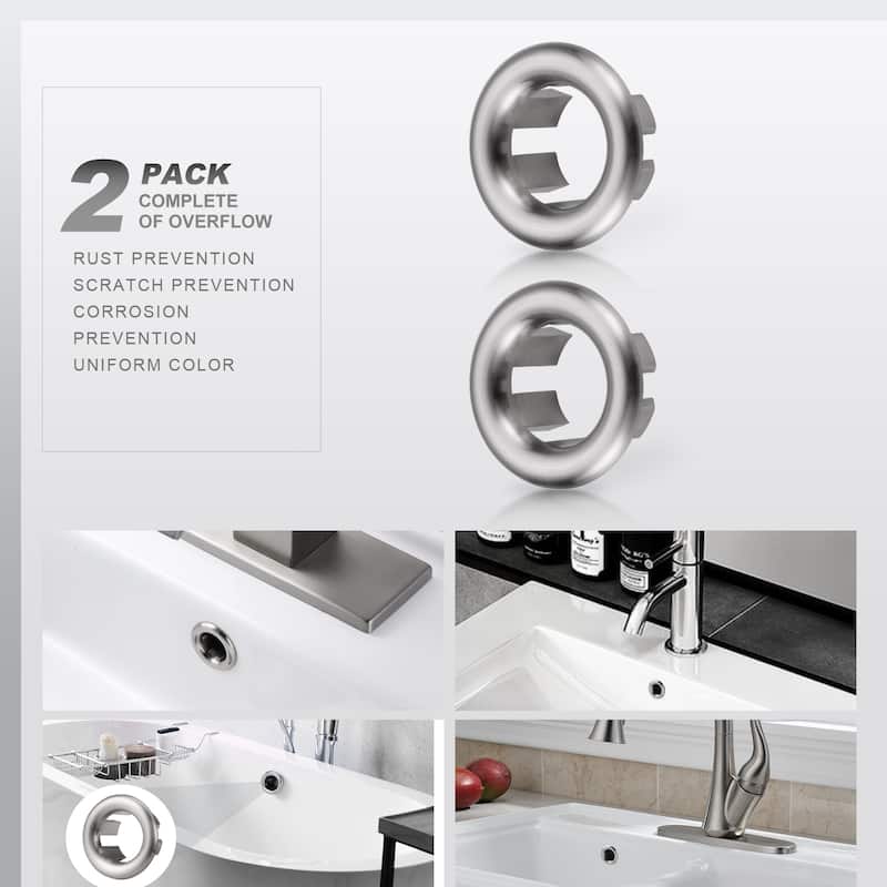 WOWOW 1.2 in. Sink Basin Trim Overflow Cover (2-Pack)
