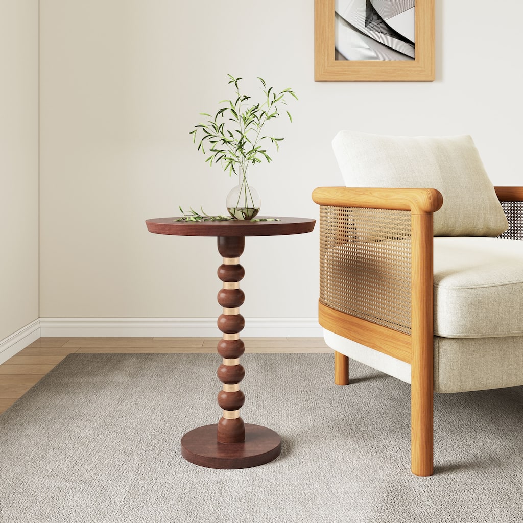 Mango Wood Round End Table,Honey+ Modern End Table Solutions，Compact End Table Collection