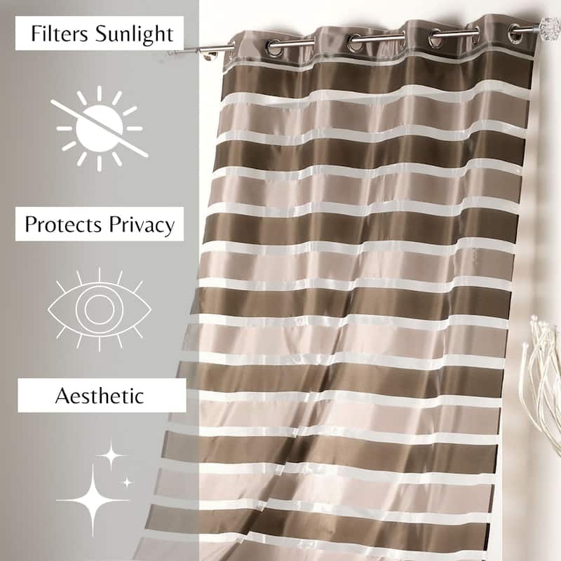 Striped Sheer Extra Wide Window Curtain Panel - Light-Filtering Drape for Modern Home Decor