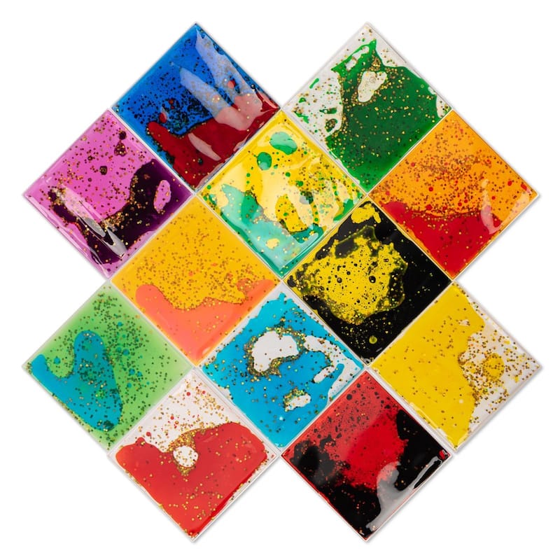 Art3d 12-Pack Colorful Flexible Liquid Play Mats for Children - Square