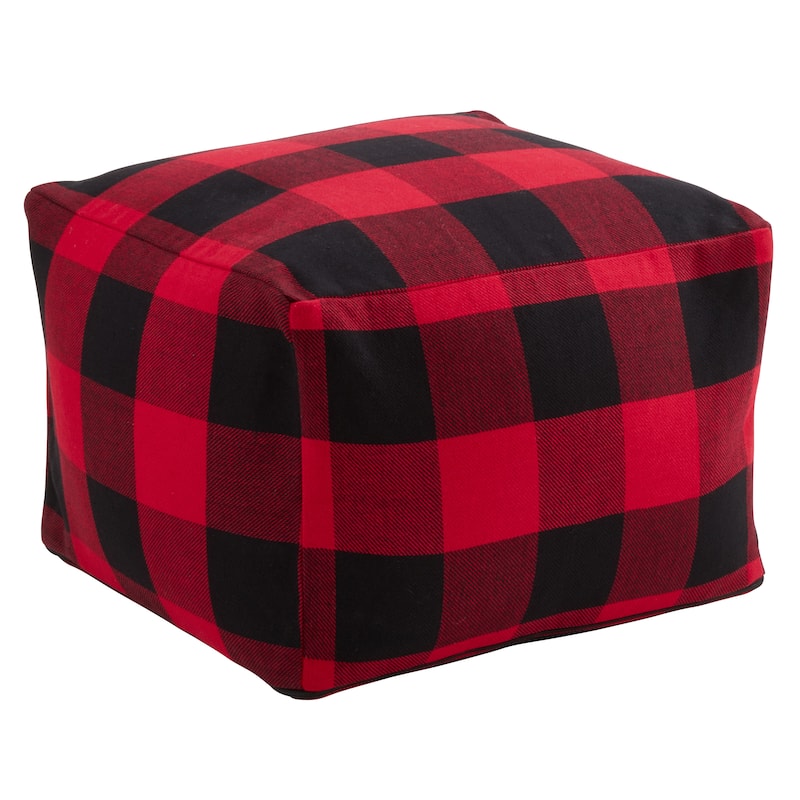Buffalo Plaid Floor Pouf - Red