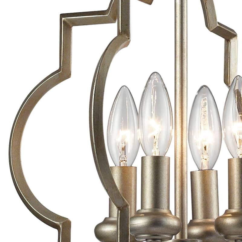 Chandette 14-inch Wide 4-Light Chandelier in Aged Silver - 14in W x 14in D x 18in H - Aged Silver